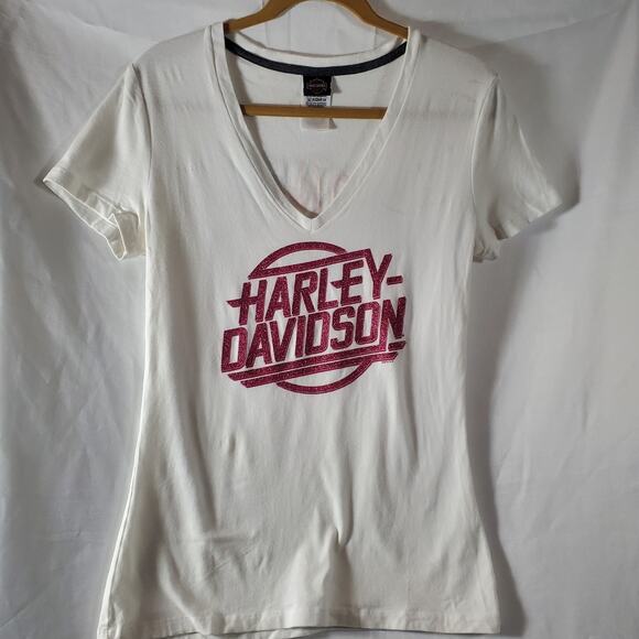 Harley-Davidson Women’s T-Shirt M White V-Neck Zion Utah Muscle Biker Graphic... - Picture 1 of 11